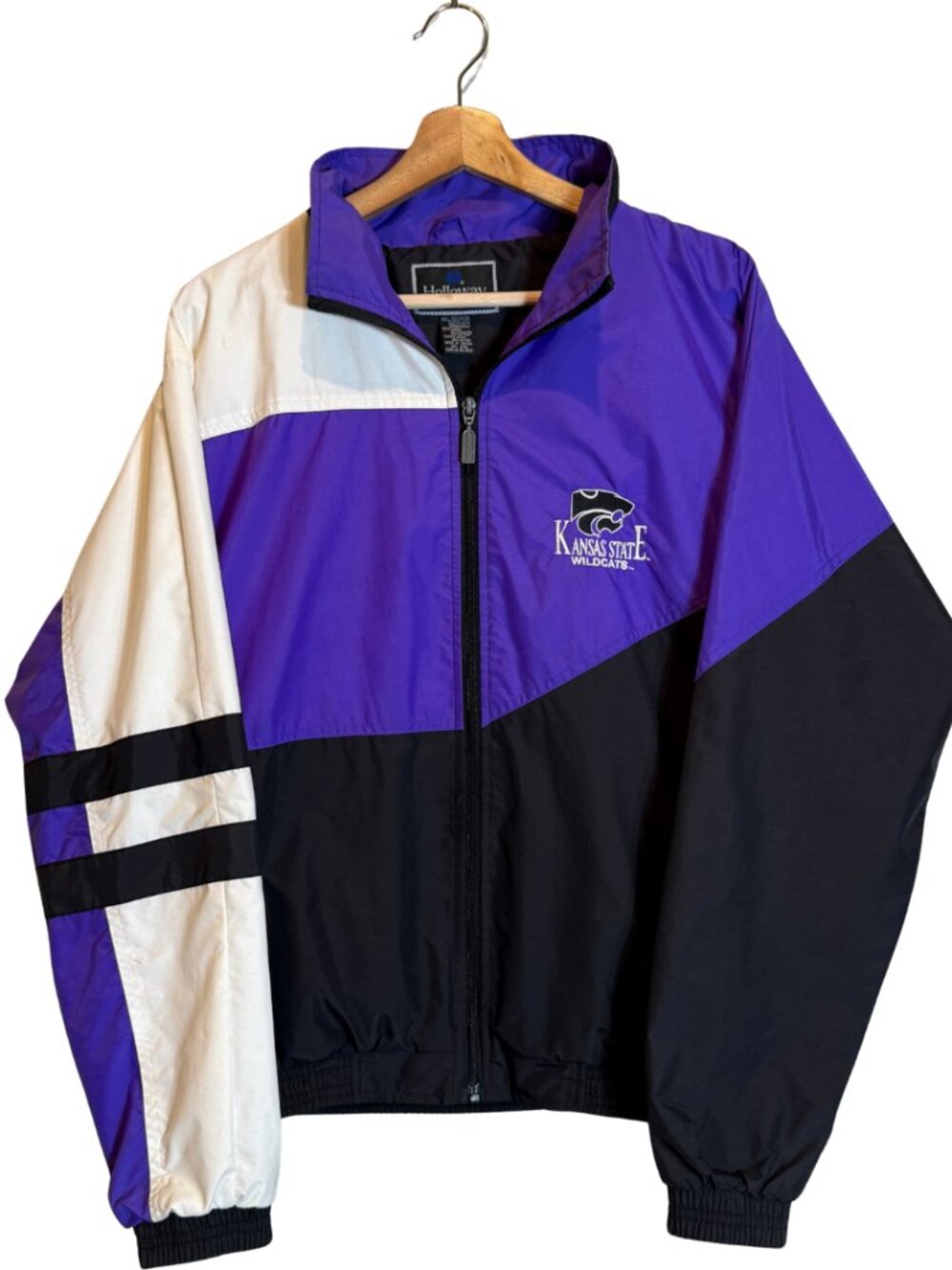 Vintage 90s Kansas State Wildcats Full Zip Windbreaker Jacket Womens Small Retro